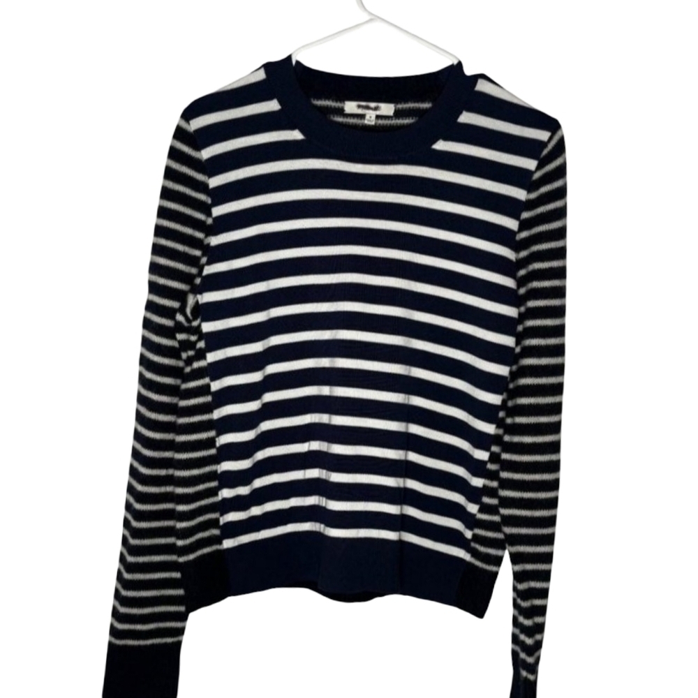Madewell Mixed-Yarn Striped Sweater Women's Size Small  Navy Blue NWT - Picture 7 of 10